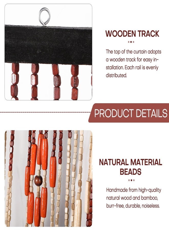 ANMINY Natural Wood Bamboo Beaded Curtain Wooden Hanging Room Divider Decorative Handmade Door Bead String Curtains Wall Panel Blinds for Doorway Restaurant Home Decor 35" by 76" - Wave Flower - Image 3